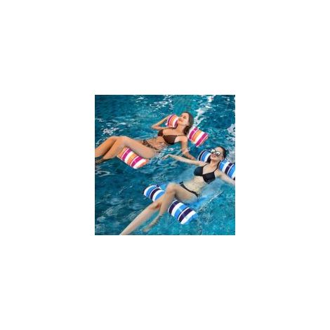 Lot de 2 matelas gonflables de piscine 4 en 1 – Hamac, chaise longue, flotteur – Résistance aux UV, facile à transporter – Couleurs bleu et orange (1/5)