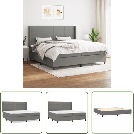 The Living Store Boxspringbett mit Matratze Dunkelgrau 200x200 cm Stoff - Boxspringbett - Doppelbett - Bettenrahmen - Schlafraum - Liegekomfort (1/5)