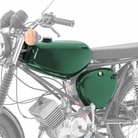 Benzintank für Simson S51 / S50 / S70 mit dunkelgrünem Seitendeckel