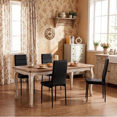 Set di 4 sedie da pranzo con schienale alto in similpelle nera HAVRYA (1/4)