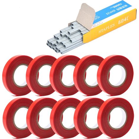 Kit ruban attache plantes 10 rouleaux + agrafes pour lieuse jardin agriculture tapetool durable