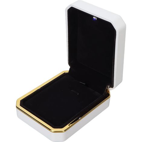 Boîte à Pendentif de Luxe avec Lumière LED, Organisateur de Bijoux étui de Rangement Support Collier Bracelet Anneaux Pendentif étui de Rangement pour Proposition de Mariage Fiançailles(blanche) (1/5)
