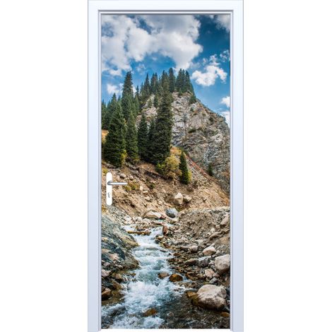 Adhesivo de tela para puerta con diseño de arroyo de montaña 901PD