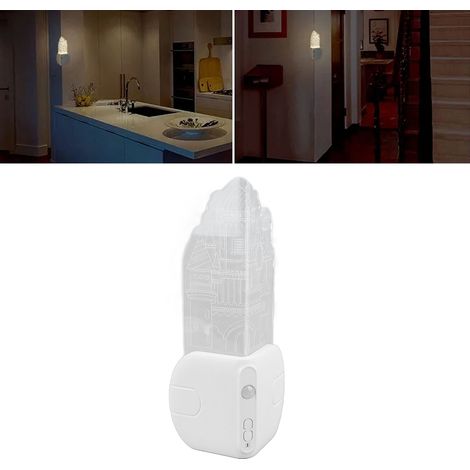 Veilleuse à capteur rechargeable USB, lampe d'angle intelligente en forme de château en acrylique, éclairage d'ambiance pour couloir/entrée, base magnétique + acrylique. (1/5)