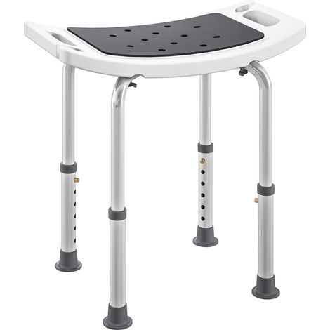 Shower Chair, Adjustable Height Shower Stool with Aluminium Frame and Non-Slip Feet, Bathtub Stool Seat with Padded Seat for Elderly Disabled Handicap, Grey