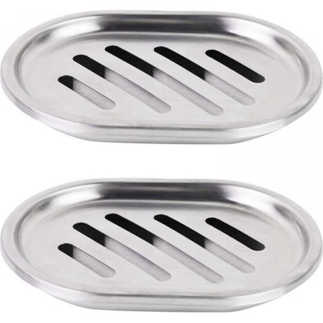 Portasapone a doppio strato, grande portasapone in acciaio inox, contenitore cavo con ampio foro di drenaggio, 2 pezzi