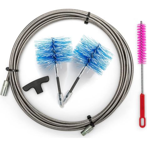 1 Kit Ramonage Poêle À Granulés, Conduit Fumée Ø 80 Et 100 Mm, Longueur 9 M, 2 Hérissons Articulés, Raccord M12