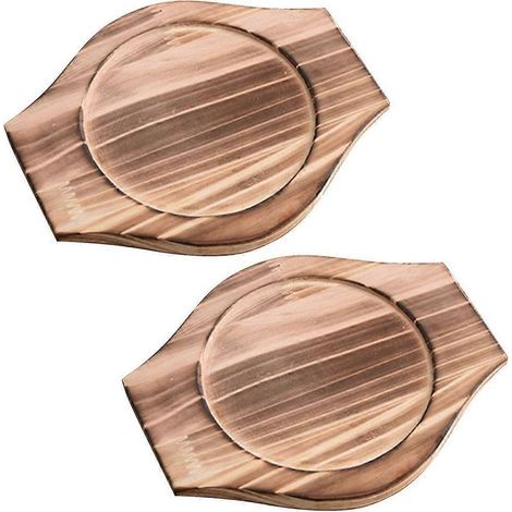 Lot de 2 dessous de plat multifonctionnels en bois pour casseroles et poêles-21.40X17.40X1.60CM (1/4)