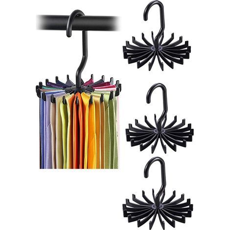 3 Pièces pince à cravate, pivotant sur 360°Krawattenbügel pour 20 Cravates de longs Crochets Armoire Organisateur de Cravates Cravate Ceinture Écharpe Chaînes Support (1/5)