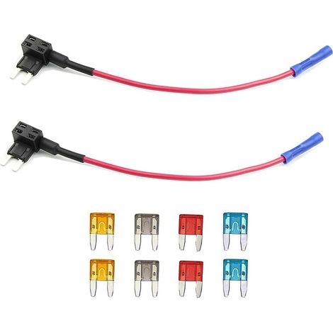 Adaptateur de fusible pour voiture et camion - Mini lame + 8 mini fusibles (5 A, 7,5 A, 10 A, 15 A) (1/5)