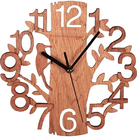 Reloj de pared silencioso de madera, números grandes, 22 cm x 22 cm, hecho a mano, 1 pieza. (1/5)