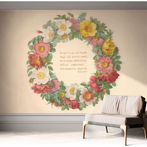 Papier peint autocollant avec imprimé pour décoration intérieure pour rénovation a motif Couronne de fleurs 312x219 cm (1/5)