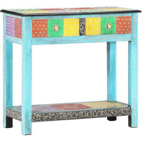 Table console-Table d'entrée peinte à la main 80x35x75 cm Bois de manguier 232422 (1/5)
