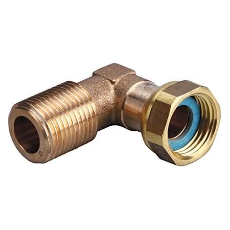 Raccord gaz naturel coudé 90° à joint plat gaz écrou G1/2" sortie Mâle G1/2" (15/21) (1/3)