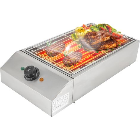 Barbecue électrique 2,6 kW, acier inoxydable 201 - Gril de table, 25,5 x 42,5 cm, température réglable 50-300 °C, utilisation à l'intérieur et à l'extérieur, pour 5-10 personnes (1/5)