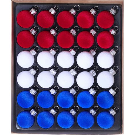 Boule De Noel - 30 Pièces - Diamètre 3 Cm - Décoration Pour Arbre De Noël, Guirlande Et Couronne - Bleu Rouge Blanc (1/5)