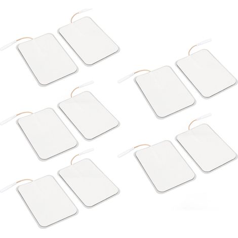 10 Pads Électrodes TENS Réutilisables 7x10cm, Autocollants Gel pour Stimulateur Musculaire, Électrothérapie avec Trous 2.5mm (1/5)