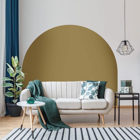 Autocollant Lit Tête de Lit Arche Stickers Muraux Papier Peint Demi Cercle pour Décoration Salon et Chambre L58 x H180 cm Or Dore (1/5)