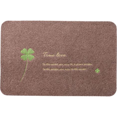 Zerbino con quadrifoglio, versatile, elegante, stampato, antiscivolo, assorbente, per cucina e bagno, marrone. (1/5)
