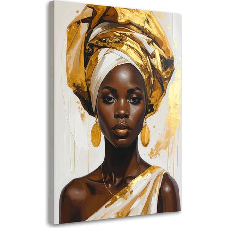 Quadro su tela, Ritratto di una donna nera con turbante, 20x30 (1/5)
