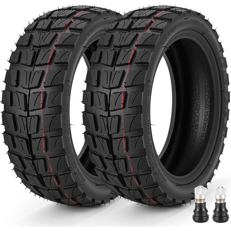 Lot de 2 Pneu Roues Tubeless Avant Et Arrière avec Valve, Tire 10x2.75-6.5,10x2.75-6.5 Tubeless Offroad Pneu pour Kukirin G2 Master Trotinette Électrique, Tout Terrain, 10 Pouces Pneu