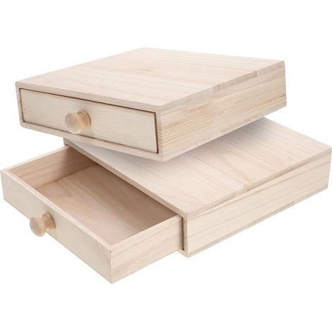 Boite A Infusion en Bois Tiroir Style Élégant, Grosse Capacité de Rangement, Artisanat en Bois Inachevé pour Noël Fête des Pères (1/5)