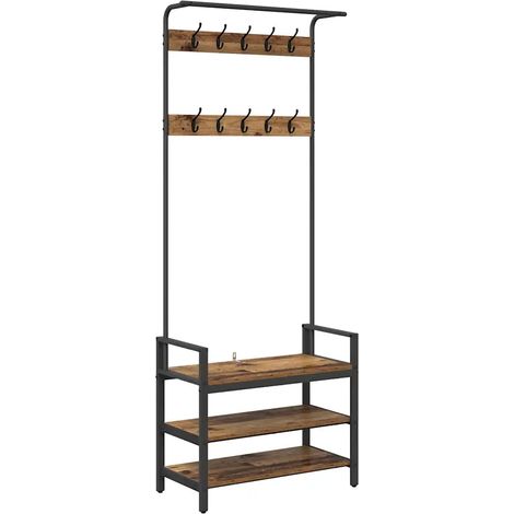 Appendiabiti rettangolare contemporaneo con contenitore 75 x 34 x 184 cm in legno multistrato legno antico 020052638