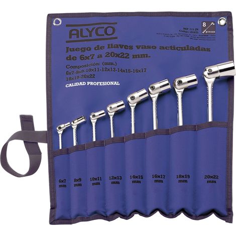 JEU DE 8 CLÉS À DOUILLE ARTICULÉES EN SAC EN NYLON