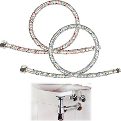 2 Pièces G3/8 x M10 Tuyaux de Raccordement Flexibles 50cm - Rallonge Tressée Acier Inoxydable pour Robinet Lavabo - Tube Blindé pour Cuisine et Bain