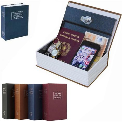 COFFRE-FORT POUR OBJETS DE VALEUR LIVRE PORTE-MONNAIE CLÉ MÉTAL 114X80X45 MM