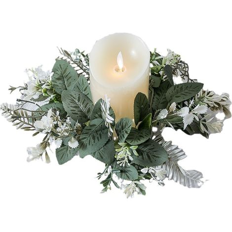 Couronne De Feuilles D'eucalyptus - Support Pour Bougie Pilier - Décoration De Table Ou Porte - Bohème - En Bois - 25 Cm - 1 Pièce (1/4)