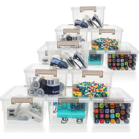 Aufbewahrungsboxen 12er-Set mit Deckel, transparent, stapelbar, 1,25L (1/5)