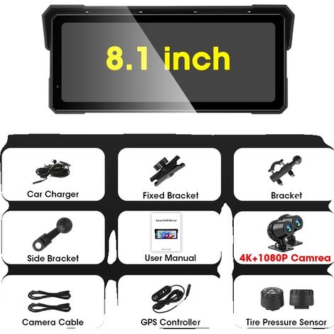 Motorrad DVR GPS, Dual Bluetooth, Wasserdicht, Max TPMS (1/2)
