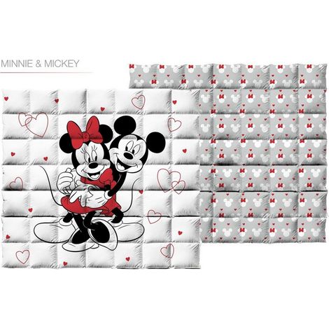 Couette imprimée réversible 240x220 Mickey et Minnie Mouse