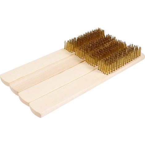 Brosse de Nettoyage en Fil de Cuivre pour Lime à Main et Lime Aiguille, Poils Trempés et Durcis, Manche en Bois, Lot de 4 Pièces, Outil Multifonction pour Entretien Précis (1/5)
