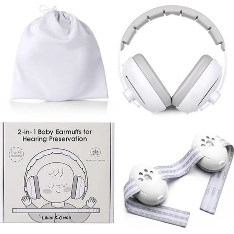 Protection auditive bébé - Casque anti-bruit 2-en-1 25dB - Coquilles antibruit pour nourrisson avec bandeau ajustable - Casque réducteur de bruit pour bébé jusqu'à 48 mois - Protège-oreilles enfant (1/5)