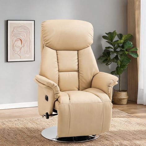 Fauteuil relax beige en revêtement synhtéituqe 80 x 78 x 109 cm (1/5)