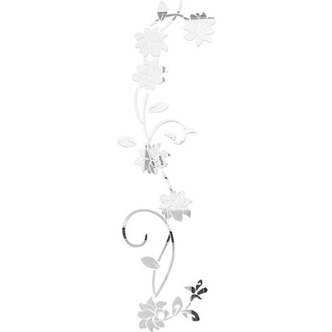 Sticker mural décoratif adhésif rose miroir irisé avec roses motifs pour fond de sofa décor bureau maison Acrylic Rose Mural 100×30cm Gold Silvery Black 1 Pièce (1/5)