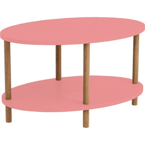 Tavolino da caffè ovale consolle laterale 43 x 70 x 44 cm rosa naturale 030010828