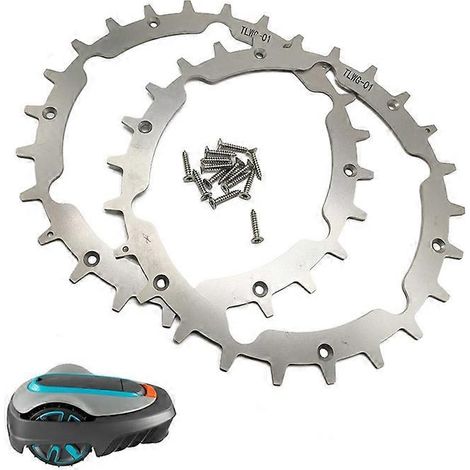 TLWG-01 Lot de 2 pointes de roue de tondeuse à gazon SPCC 212 mm compatibles avec les modèles Gardena, Sileno et City (1/5)