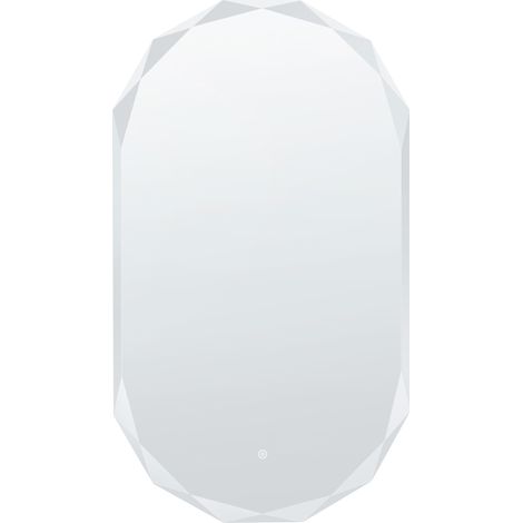 Espejo de pared con LED moderno ovalado para dormitorio y baño 62 x 109 cm cm plateado Anizy (1/5)