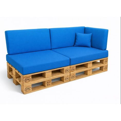 Set 6 coussins palette  assises 120x50 dossiers + 120x40 kit coussins canapé de jardin Bleu coussins pour mobilier de jardin (1/5)