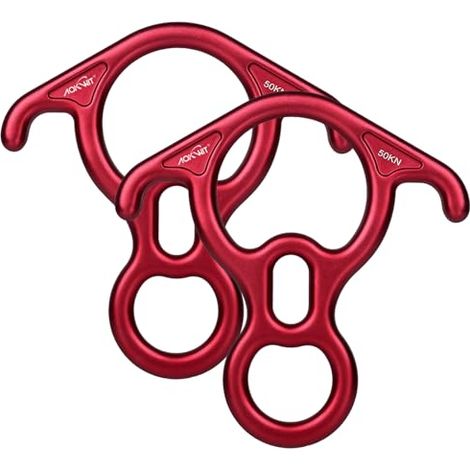 Dispositif d'assurage et de rappel 50 kN, descendeur 8 pouces, grande taille, à oreilles coudées, pour l'escalade et le sauvetage en montagne, en alliage d'aluminium 7075. (1/4)