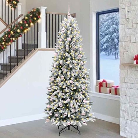Künstlicher Weihnachtsbaum mit 300 LEDs mit Ständer Weiß 240 cm
