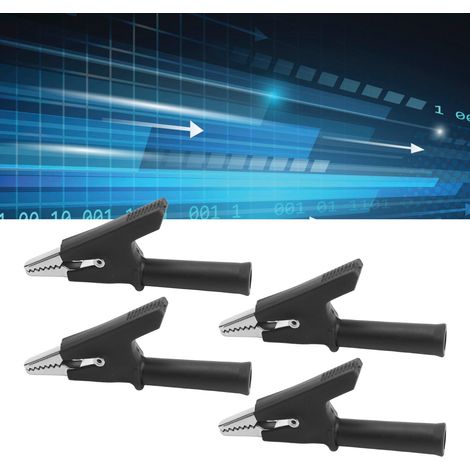 J.60049 Halblange Krokodilklemme, 10 mm, mit 4-mm-Buchse an der Spitze, 10er-Packung, schwarz (1/5)