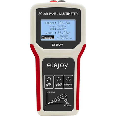 Multimètre de panneau photovoltaïque, testeur MPPT de panneau solaire de détection MPPT automatique/manuelle, avec rétroéclairage LCD (1/5)