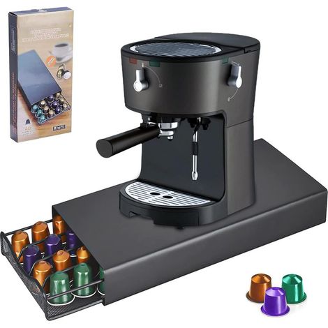 Porte Capsules Vleuexe Tiroirs à Capsules de café Organisateur Support à capsules à café 40 Pcs,Tiroir en maille de Plateau Rangement Stockag e Pour Machine à Café de Dosettes de Café (1/5)