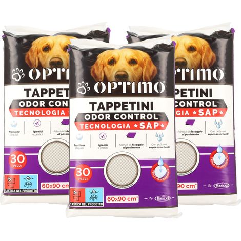 OPTIMO SET 3 TAPPETINI IGIENICI PER ANIMALI 60X90 CM L'UNO TOTALE 90 PZ (1/5)