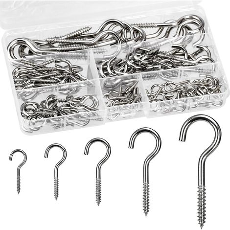 115 Pièces Crochets à Visser Inox 5 Tailles Screw in Hooks (1/5)