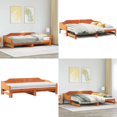 vidaXL Lit de jour et lit gigogne sans matelas 80x200 cm bois massif